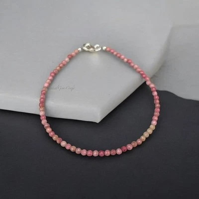 Pulseras de mujer A++ delicadas cuentas redondas facetadas de ópalo rosa de 2-3 mm 6-8"" Foto 1 de 4