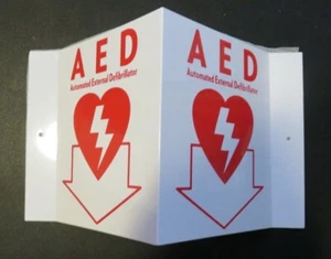 3-D GERIFFELT KUNSTSTOFF WINKELSCHILD (A E D) Automatischer externer Defibrillator 5" x 6" - Bild 1 von 2
