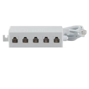 RadioShack - 4 Pin fünf Steckdosen modularer Telefonstecker Adapter - 6 Fuß Kabel - weiß - Bild 1 von 1