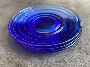 Vintage Hazel-Atlas (4) Glass Saucers, 5 5/8"D, Moderntone Blue Depression USA - Picture 1 of 3