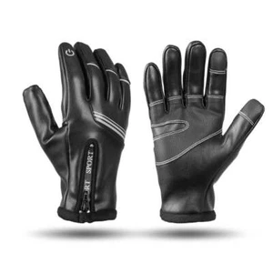 Leather Winter Full Finger Cycling Bike Gloves Outdoor Sport Gloves Touch Screen - Picture 1 of 23