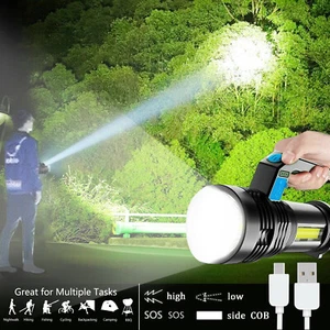 Most Powerful 9900000LM LED Torch Spotlight USB Rechargeable 4 Modes Flashlight - Picture 1 of 24