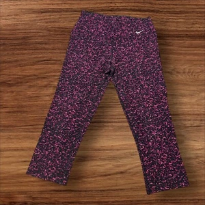 Nike Dri-FIT Capri Leggings Lila Print Sport Activewear Cropped Small - Bild 1 von 5