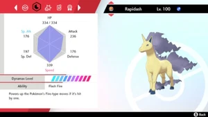 Pokémon Espada y Escudo SWSH - Brillante 6IV Max EV Listo para la Batalla Rapidash - Imagen 1 de 4