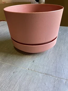 Vtg 70s Plastic Duraco Garden Scene Pink Planter Flower Pot Unique - Picture 1 of 5