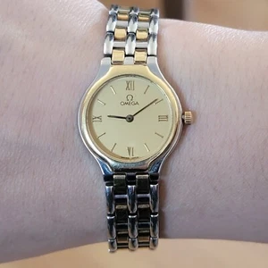 Ladies Omega De Ville Prestige Quartz Watch 18k Gold & Stainless Steel - Picture 1 of 7