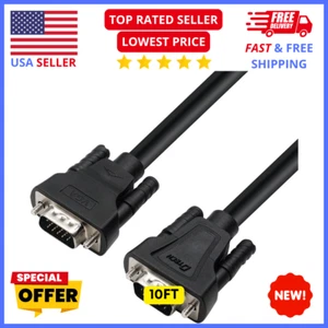 DTech VGA Male to Male Cable 10 Feet Long PC Computer Monitor Cord 1080p - Photo 1/3
