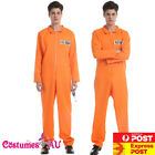 Mens Escaped Prisoner Costume Adult Jail Orange Prison Womens Jumpsuit Uniform