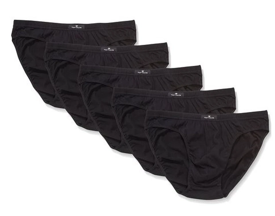 Tom Tailor Herren Slips Unterhosen Unterwäsche Brief - Schwarz, L/6, 5er Pack