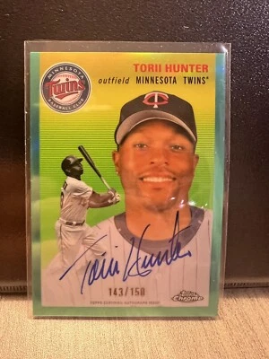 2023 Topps Chrome Platinum Anniversary Torii Hunter Aqua Refractor AUTO /150 - Image 1 of 2