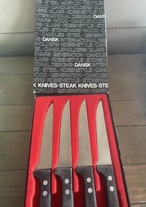 4 Vintage Dansk Kobenstyle Steak Knives Mid Century Modern Teak Wood Handles - Picture 1 of 5