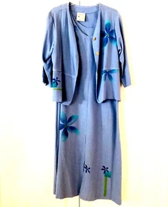Women’s ALEGRE Summer Dress w/Jacket Lavender Hand Painted Flowers Sz. Small New - Picture 1 of 5