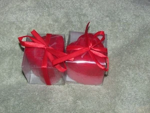 HEART shape votive CANDLES red-pink approx 2x2x2 inches (office) - Picture 1 of 5