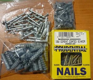 LOT of 175+ Cement Coated Sink Nails + Lag Bolt Concrete Shields Nail-On Anchors - Picture 1 of 6