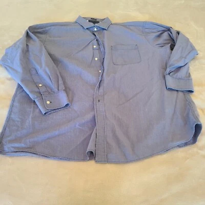 Tommy Hilfiger Mens Adult 18 Blue White Button Up Dress Shirt - Image 1 of 4