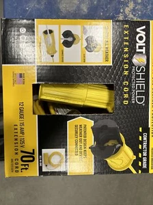 VoltShield 70 ft 12/3 SJTW Heavy Duty Outdoor/Indoor Extension Cord - Yellow - Picture 1 of 16