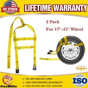 Adjustable Car Tire Basket Straps Wheel Net Set Flat Hook Fits For 17"-21" Wheel - Picture 1 of 18