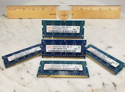 5x Hynix 1GB Laptop Memory Chip - HYMP112S64CR6-S6 AB 2Rx16 PC2-6400S-666-12 - Image 1 of 4