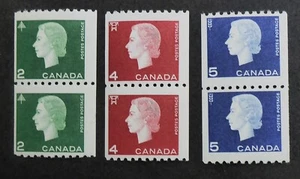 CANADA #406/#408-9 FINE-VF NH** COIL PAIRS CAT.$25 CAN.SHIP $1.99 COMB. SHIP - Picture 1 of 1