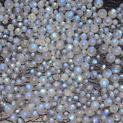 Natural Rainbow Moonstone Round 3 mm to 14 mm Cabochon Loose Gemstone Lot - Image 1 of 4