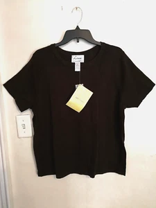 Linea Louis Dell Olio 1X Plus Sweater Brown Blouse Shirt Short Sleeve Top Career - Picture 1 of 3