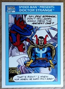 1990 Marvel Universe Card 158 SPIDER-MAN PRESENTS DOCTOR STRANGE. New Top Loader - Picture 1 of 3