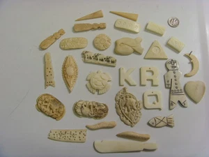 antiker Rinder Wasserbüffelknochen 29 Schnitzereien Wicca Schamane Voodoo Basteln 49400 - Bild 1 von 9