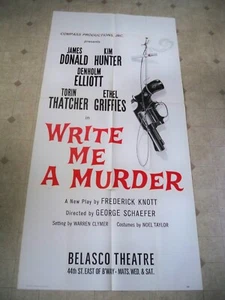 WRITE ME A MURDER 3 Sheet Poster KIM HUNTER / JAMES DONALD NYC 1961 - Picture 1 of 1