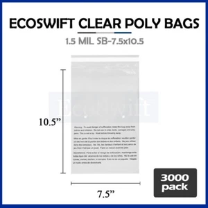 3000 bolsas de polietileno transparentes de advertencia de asfixia 3000 7,5x10,5 mil envío gratuito - Imagen 1 de 6