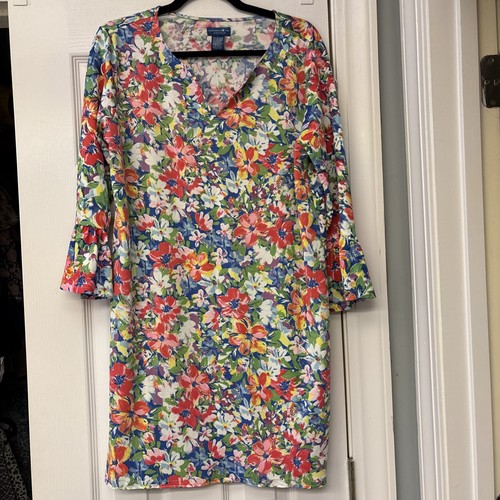 VETEMENTS Abito donna Caribbean Joe grande rosso multicolore floreale festa casual. Spiaggia