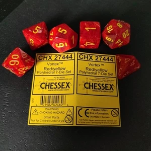 OOP Dice Chessex Vortex Red/Yellow Polyhedral 7-die Set CHX 27444 Rare D&d dnd - Bild 1 von 10
