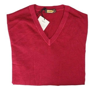ZILLI einfarbiger roter Pullover leichter Kaschmir Seide V-Ausschnitt Pulli M (EU 50) - Bild 1 von 3