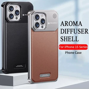 Schwarz&Grau HandyHülle Leder Mit Aroma Diffusor für iPhone 15 14 Pro Max - Bild 1 von 11