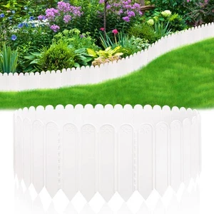 10.6" H White Garden Edging Borders, 10Pcs Plastic Garden Landscape Edging, 7... - Picture 1 of 7