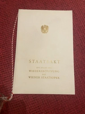 Karl BOEHM, Official Opening Programm 5th November 1955 Vienna State Opera - Image 1 of 4