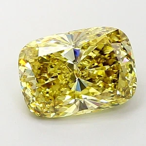 Cushion 3.08 Carat Fancy Intense Yellowish Yellow VS2 Loose Lab Grown Diamond - Picture 1 of 3