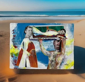 Eine Sammlung von Umständen - Original Mischtechnik Gemälde surreale Kunst 5" x 7" - Bild 1 von 6