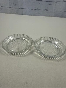 Vintage Pair of Clear Glass Coaster with Sawtooth Edge - Picture 1 of 7