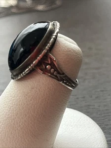 Antique Sterling Onyx Ring made in Germany sz 3 - Picture 1 of 7