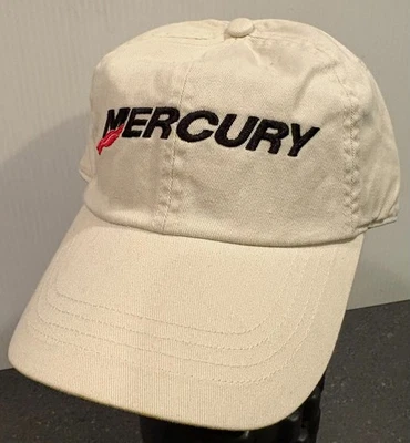 Mercury Dockstore strapback beige black red marine Boating Fishing Hat Cap NEW - Image 1 of 4