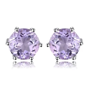 Pendientes para mujer JewelryPalace redondos de amatista violeta natural de 0,9 quilates, 92... - Imagen 1 de 6