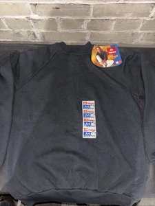 Vintage Deadstock Hanes geräumige Passform schwarz schlicht Rundhalsausschnitt Sweatshirt Medium mit Etikett - Bild 1 von 19