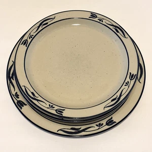 VTG International China Azure Stoneware Plates (3) Cobalt Blue Floral SY-7849 - Picture 1 of 12