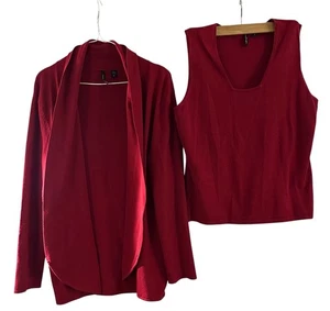 Venini Cardigan Sweater And Sleeveless Top Red Viscose Nylon XL - Picture 1 of 15