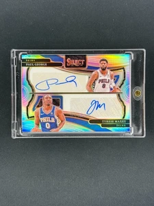 Paul George Tyrese Maxey 2024 Panini Select Dual Auto Silver Prizm /49 76ers - Picture 1 of 2