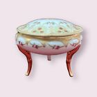 1900 Antique Nippon Hand Painted Pink Roses Gold Trimmed Porcelain Trinket Box
