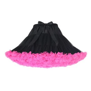 Womens 3-Layered Pleated Tulle Petticoat Tutu Puffy Party Cosplay SkirtBlack+... - Picture 1 of 2