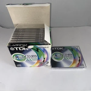 TDK CD-RW 80 min X9 cds new sealed in box - Afbeelding 1 van 4