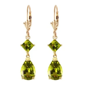 4,5 Karat 14 Karat massives Gelbgold grüner Peridot Edelstein Ohrhänger - Bild 1 von 4