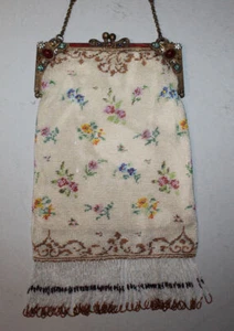 Antique Victorian Beaded Purse with Jewels – Floral Design - Picture 1 of 5